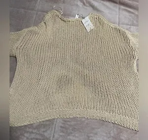 L Love Loose Knit Sweater Size M/L Cream thumbnail 4