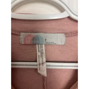 Free People Free Beach FP Beach Rush Hour Pink Henley Boxy Cropped Top 3/4 Sleeve S thumbnail 4