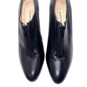 Vintage Martinez Valero Black Leather Front Zip Pumps Heels Spain 80s 90s7.5 B thumbnail 4