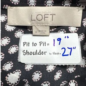 LOFT Halter Top Sleeveless Tie Neck Blouse Black White Polka Dot M‎ thumbnail 2