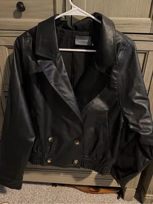 Hudson Gray Hudson Bay Black Faux Leather Double-Breasted Jacket thumbnail 3