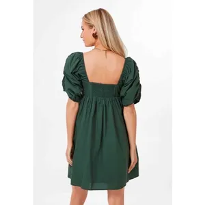 Hyacinth House‎ Tuckernuck Sasha Mini Dress XS Green Cotton Poplin Babydoll Puff thumbnail 13
