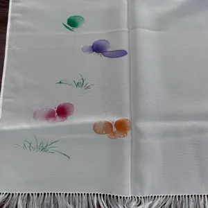 Vintage New Old Stock Tong Shi 100% Silk Scarf w/ Butterflies 55x13" BEAUTIFUL thumbnail 6