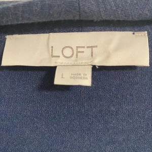 LOFT Size L Blue Wrap Sweater Wool Blend Loose Fit V Neck Long Sleeves thumbnail 2