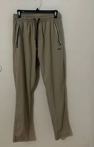 Men's Drawstring Joggers in Khaki with Zip Pockets thumbnail 1