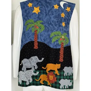 Vintage 90s Handmade Noah’s Ark Patchwork Reversible Vest Women’s Size L Boho thumbnail 4