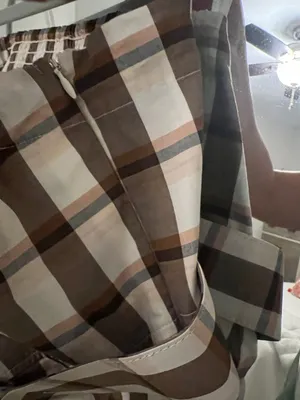 Maeve Strapless Gingham Midi Dress with Belt in Brown and White thumbnail 5