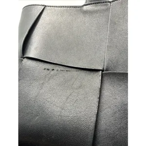 Women’s Woven Black PU Leather Tote Bag Shoulder Handbag Faux Leather thumbnail 6