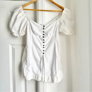 Anthropologie Anthro Maeve Puff Sleeve Sweetheart Top thumbnail 4