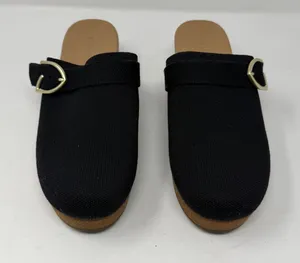 Rothy's The Platform Clog Black Knit Gold Buckle Women Size 11.5 thumbnail 1