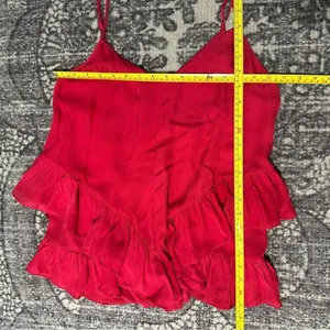 Madison Marcus Women’s S Red Silk Double Ruffled Hem Spaghetti Strap Camisole thumbnail 7
