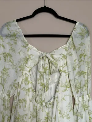 Urban Outfitters Lanette Fairy Print Green Floral Babydoll Mini Dress Medium thumbnail 13