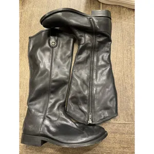 Frye Melissa Double Sole Button Lug Tall Leather Boot Women's Black Size 6 thumbnail 3