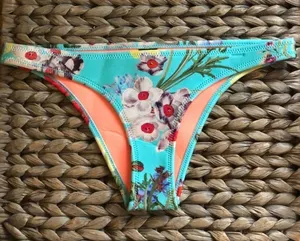 Blue Floral Cheeky Bikini Bottom thumbnail 1