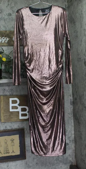 NEW Nina Parker Shimmer Ruched Evening Gown Pink Brown Multi 0X thumbnail 1