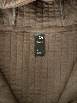 Gap GapFit Quilted Zip Front Hoodie Jacket Brown S Hippie Fisherman Cottage Boho thumbnail 4