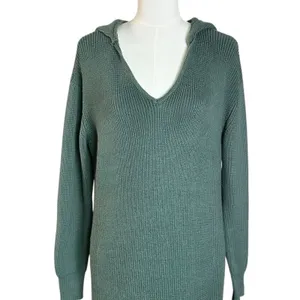 Free People Beach Free-est Claudia Hooded Sweater Midi Dress in Dried Pine Small thumbnail 4