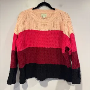 Jun &‎ Ivy pink and black colorblock sweater thumbnail 1