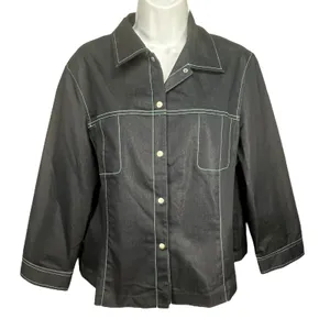 Coldwater Creek Blue Lightweight‎ Jacket Contrast Stitch Snap Front Size 14 thumbnail 1