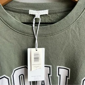 Z Supply NWT Olive Green 'GOALS' Oversized Crewneck Sweatshirt Size Medium thumbnail 5