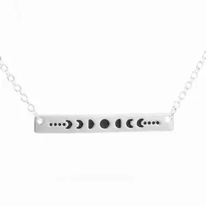 Boutique White Gold Plated‎ Celestial Necklace w/ Moon Phases Bar Pendant Necklace 16-18” thumbnail 12