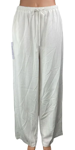 NEW Princess Polly Parklea White Linen Wide Leg Palazzo Trousers Sweatpants 10 thumbnail 1