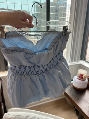 ZARA Strapless Poplin Blue Top thumbnail 3