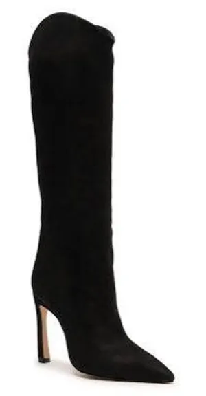SCHUTZ Maryana Sculpt Pointed Toe High Heel Boots Shoe Black Nubuck Leather Sz 9 thumbnail 1