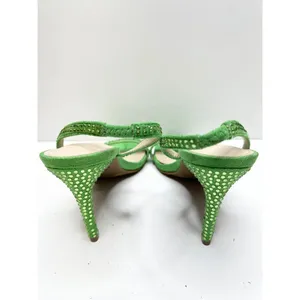 Marc Fisher Sandals Womens 7 Green Betila‎ Slingback Heels Rhinestone Accents thumbnail 6