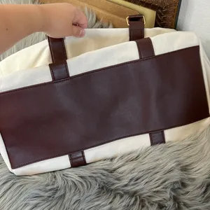 NWT Canvas Weekend Overnight Luggage Bag Brown thumbnail 3