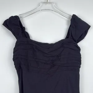Abercrombie & Fitch Black Emerson Cap Sleeve Linen Mini Dress Size Medium thumbnail 3