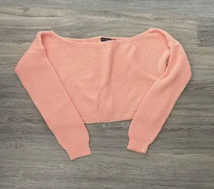 Pretty Little Thing PEACH KNITTED OFF SHOULDER SWEATER S/M thumbnail 1