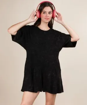 VERY J Mineral‎ Washed Oversized Knit Comfy Romper thumbnail 1