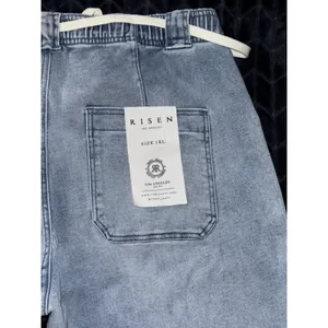 Risen Blue Denim Utility Pocket High‎ Rise Wide Leg Elastic Waistband Size 1XL thumbnail 6