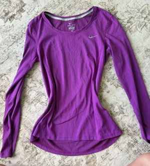 Nike Violet Dri Fit Running Long Sleeve Shirt thumbnail 1