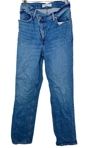 Abercrombie & Fitch 90s Straight Ultra High Rise Denim Distressed Jeans Sz 26 2 thumbnail 1