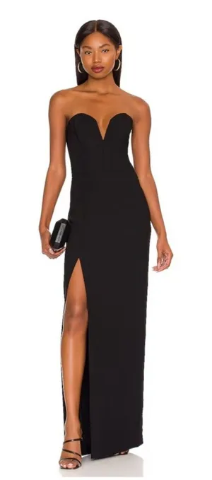 Amanda Uprichard Cherri Gown Black Strapless Maxi Dress Slit Revolve Large thumbnail 1