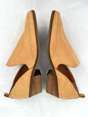 Lucky Brand Mahzam Camel Tan Leather Cutout Pointed Toe Stacked Heel Booties 9M thumbnail 3
