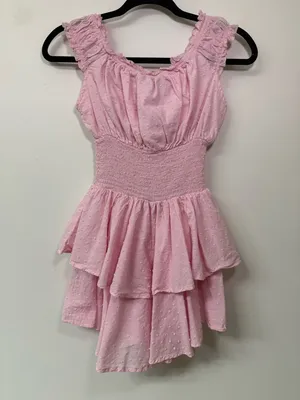 WHITE FOX BOUTIQUE Light Pink Ruffled Smocked Tiered Romper Size XSmall thumbnail 2