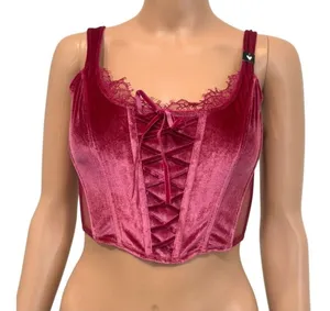 Victoria's Secret small Dream Angels faux lace up velvet corset BC 3186 thumbnail 1