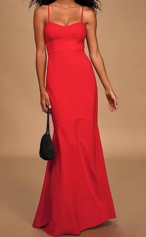 Lulus See You Again Red Bustier Mermaid Maxi Dress thumbnail 1