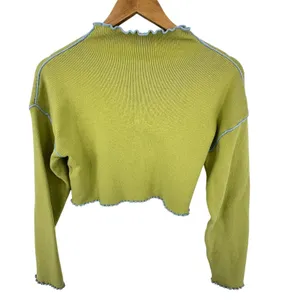 VTG Y2K Urban Outfitters Lettuce Edge Crop Knit Top Indie Mall Core Ribbed‎ Twee thumbnail 3