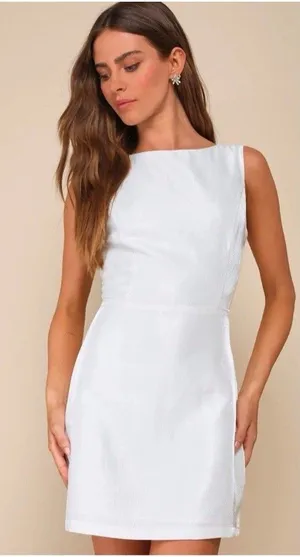 Lulus Sophisticated Selection White Sleeveless Backless Mini Dress Size large thumbnail 1