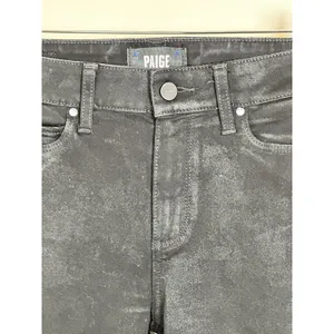 Paige Coated Flare Jeans Women Size 24 Black Cropped High Rise Denim thumbnail 3