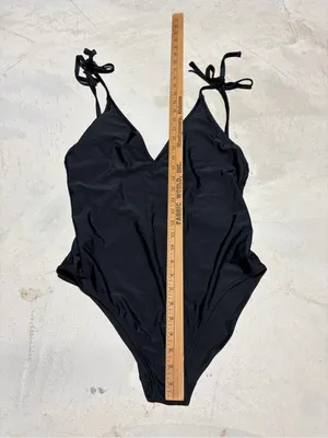 Aerie one piece full coverage black swimsuit large thumbnail 2