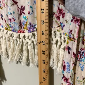 Kori America plus women’s 1XL/2XL Open Cardigan Womens Cover Up Floral Fringe thumbnail 5