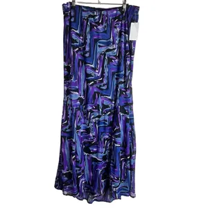 NWT Fashion Bug Abstract Purple Blue Tiered Maxi Skirt Large Art To Wear thumbnail 2