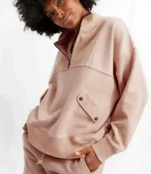 Aerie Luxe Motto Quarter Zip Pullover thumbnail 1