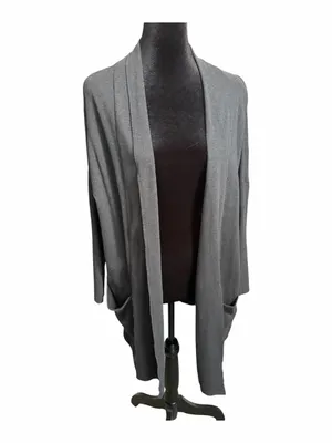 Pact Organic Cotton Open Front Cardigan Cocoon Dolman Pockets Charcoal Gray XS/S thumbnail 2