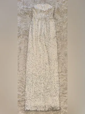 NEW HELSI Lola Sequin Strapless Column White Gown Sz S thumbnail 10